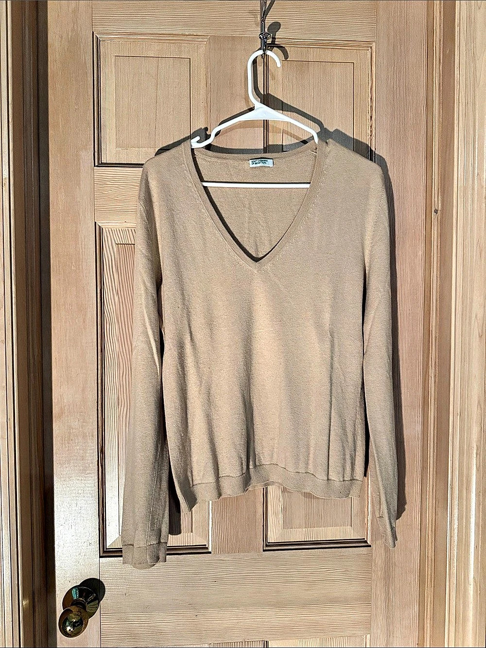 United Colors of Benetton V-Neck Sweater in Brown